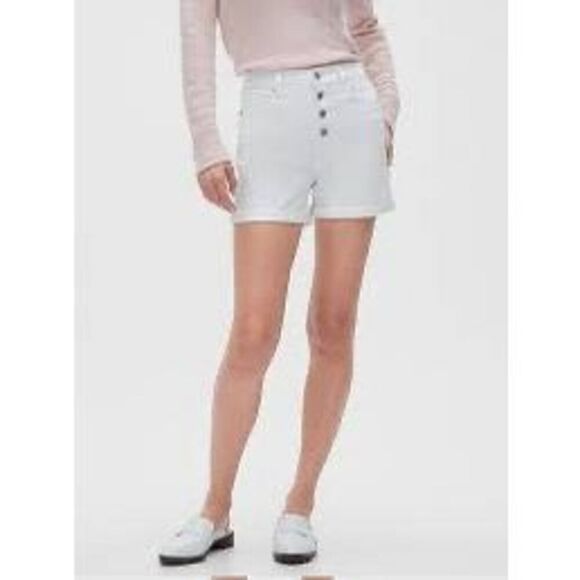 NWT Banana Republic High Rise White Button Fly Denim Shorts Size 8 - Picture 5 of 5